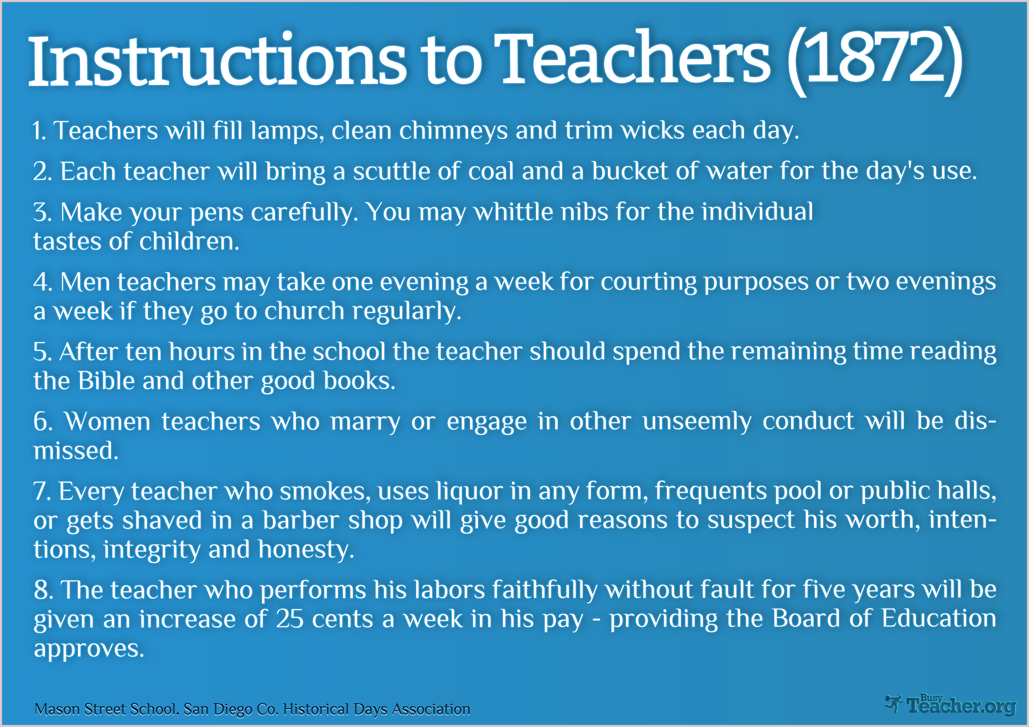 POSTER: Instructions To Teachers (1872)