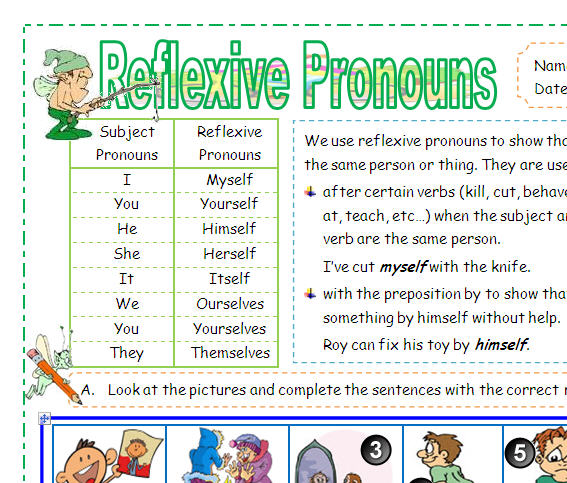 20 FREE Reflexive Pronouns Worksheets