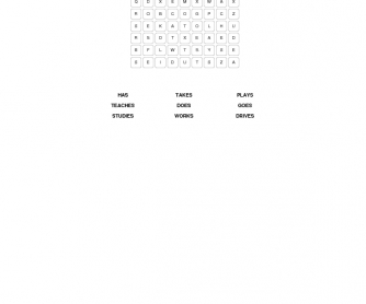 Simple Present 3rd Person Singular Word Search