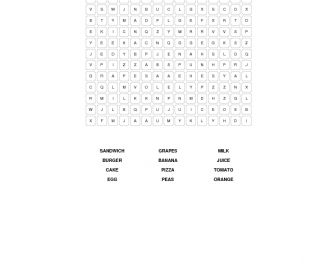 Food Elementary Word Search