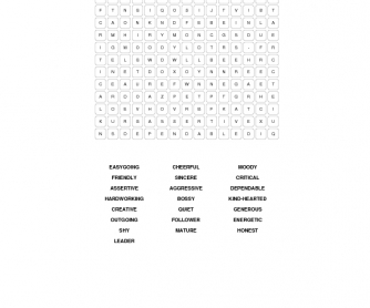 Personality Word Search