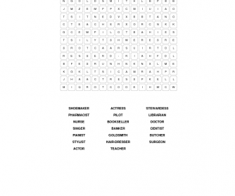 Jobs And Professions Word Search