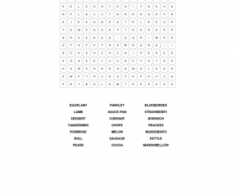 Meals Word Search