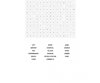 Places Vocabulary Word Search