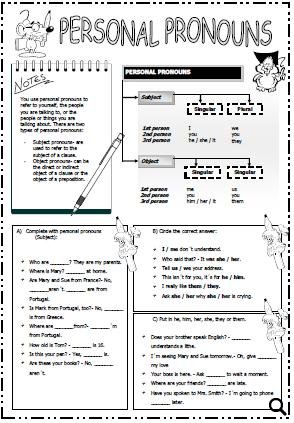 Personal Pronouns Worksheet