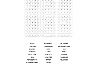 House Objects Word Search