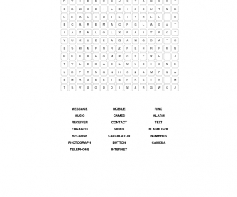 Mobile Telephones Word Search