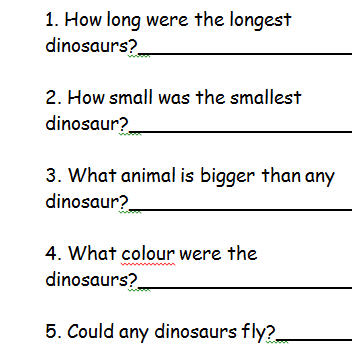 dinosaur essay questions