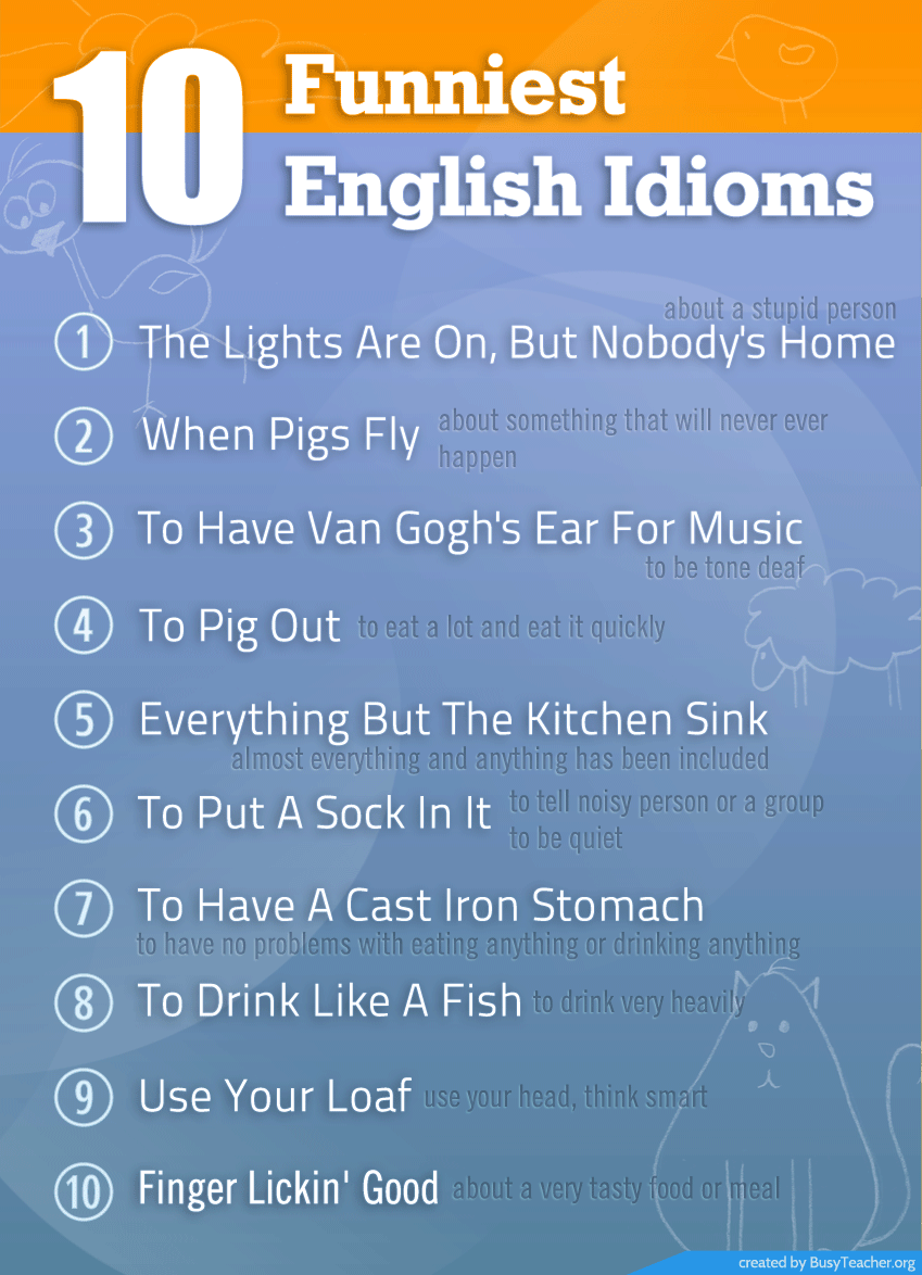 10 Funniest English Idioms: Poster