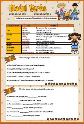 Modal Verbs Worksheet