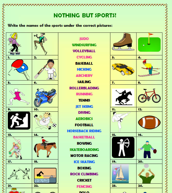 Names Of All Types Of Sports 27