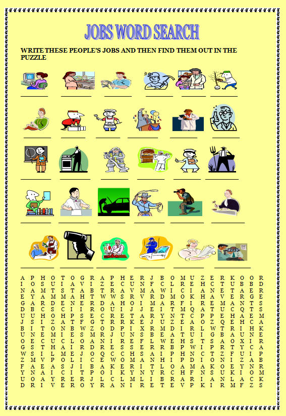 Jobs Word Search