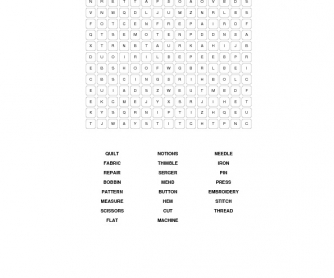 Sewing Terms Word Search Puzzle
