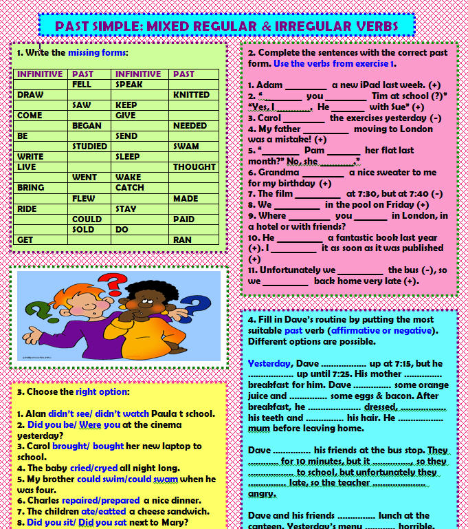 Past Simple Mixed Regular Irregular Verbs key 