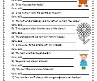 Write What Kate Said... (Reported Speech Worksheet)