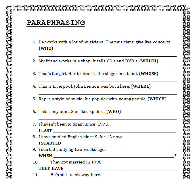 paraphrasing-clauses-worksheet