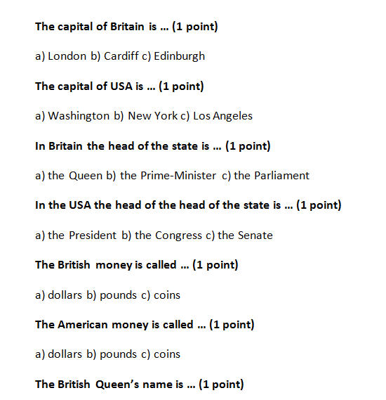 English Speaking Countries Quiz