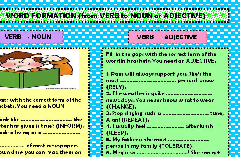 Word Formation from Verb To Noun Or Adjective 