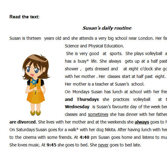 daily routine essay in simple present tense