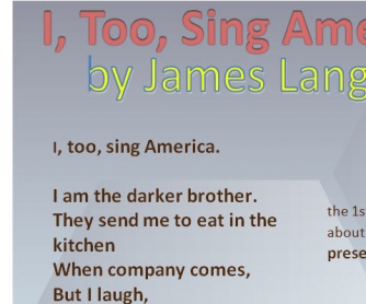 I, Too, Sing America: Poem by James Langston Hughes