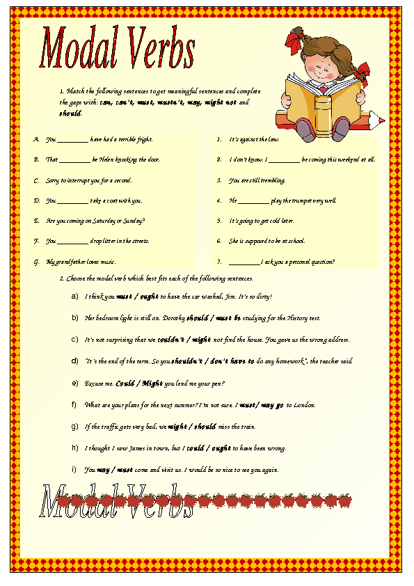 Modal Verb Can Worksheets