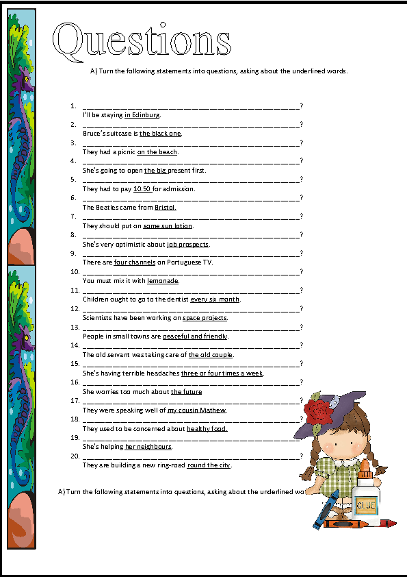 Printable Question Words Worksheet - Words Print