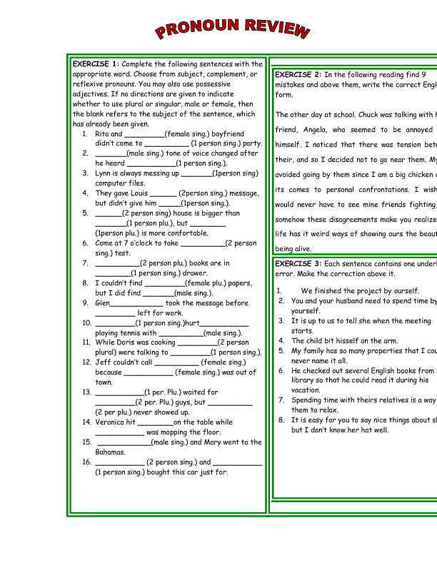 pronouns-worksheet