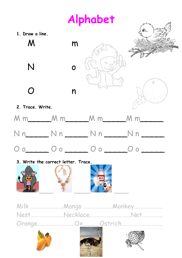 Alphabet Practice - MNO