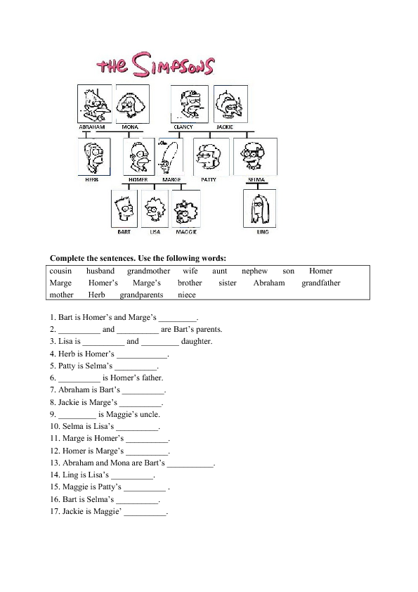 The Simpsons: Family Tree Worksheet