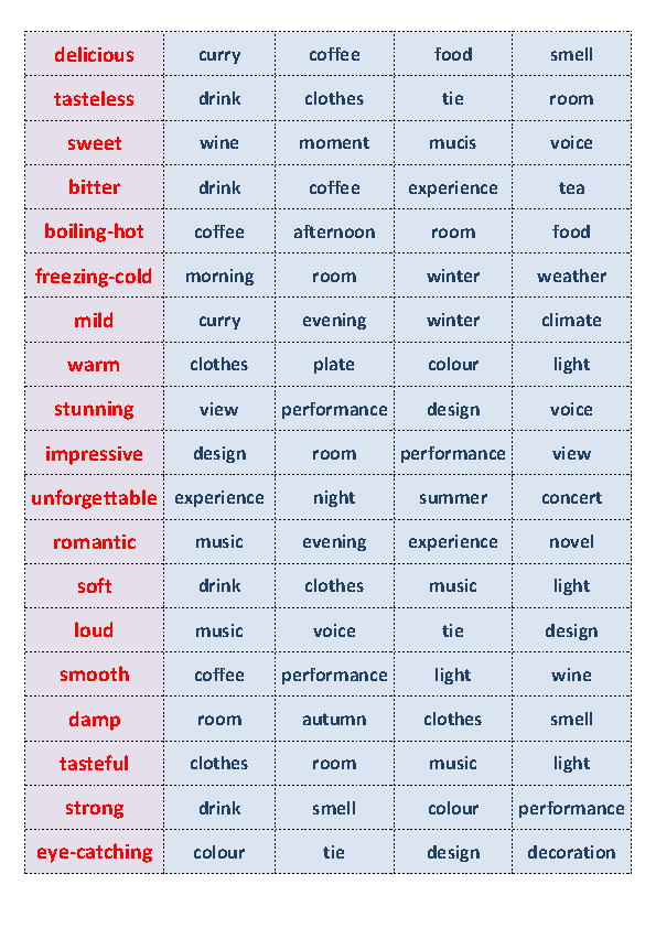 Noun And Adjective Collocations