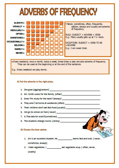 Esl Adverbs Of Frequency Activities