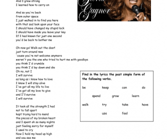 Song Worksheet: I Will Survive [Past Simple Verbs]