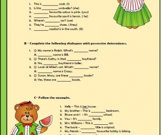 Possessive Determiners Worksheet