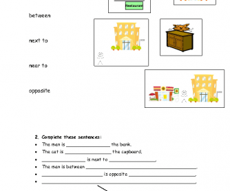 Places Around Town: Prepositions of Place Worksheet
