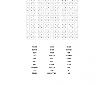 Irregular Verbs Past Participles Wordsearch