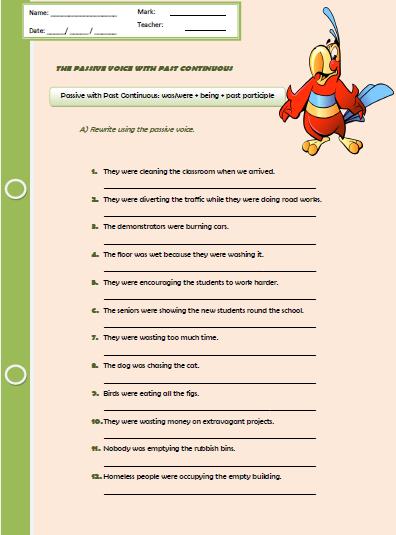 The Passive Voice With Past Continuous Worksheet