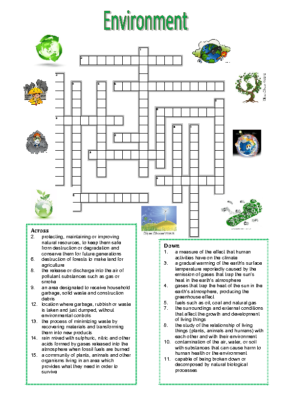 Environment Vocabulary Crossword Puzzle