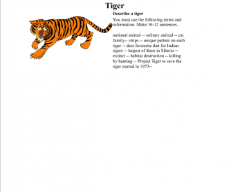 Tiger: Creative Writing Worksheet