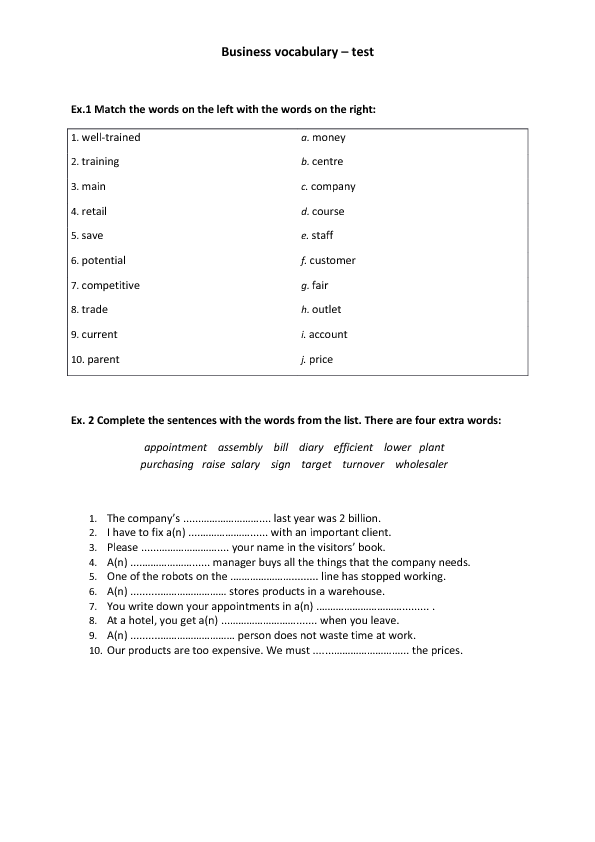 Business Vocabulary In Practice Pdf Test Untuk