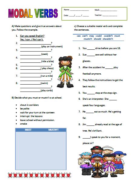 Modal Verb Worksheets For Grade 8