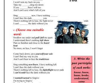 Song Worksheet: Without You (acoustic) by Breaking Benjamin