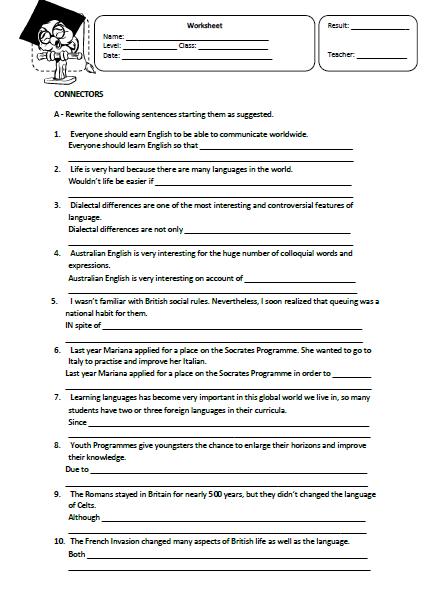 Connectors: Intermediate Worksheet