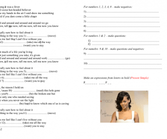 Song Worksheet Stay by Rihanna