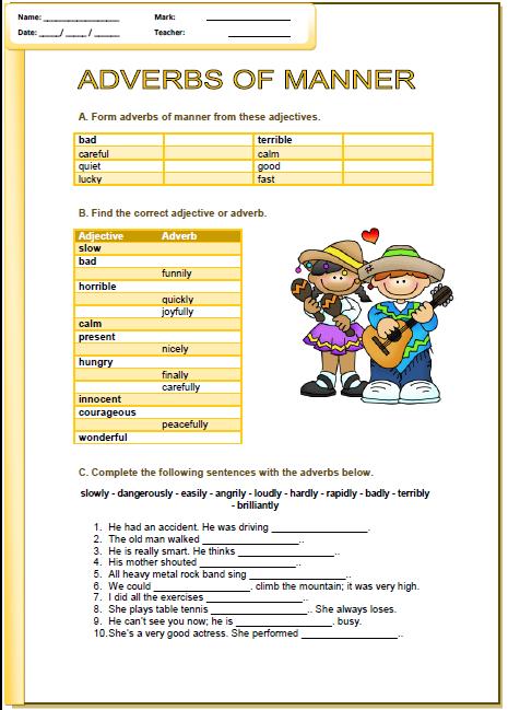Adverbs Of Manner Worksheet For Grade Pre Intermediate Vrogue
