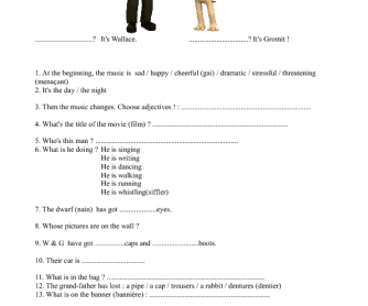 Movie Worksheet: Wallace and Gromit; The Curse of the Ware-Rabbit