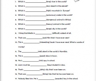 Superlative Adjectives Worksheet