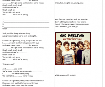 Song worksheet: Live while we're Young by One Direction