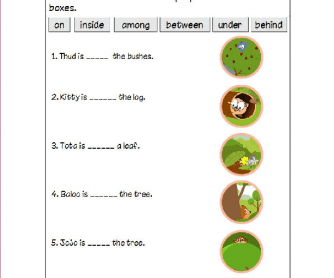 Worksheet on Prepositions