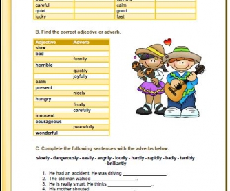 Adverbs of Manner Elementary Worksheet