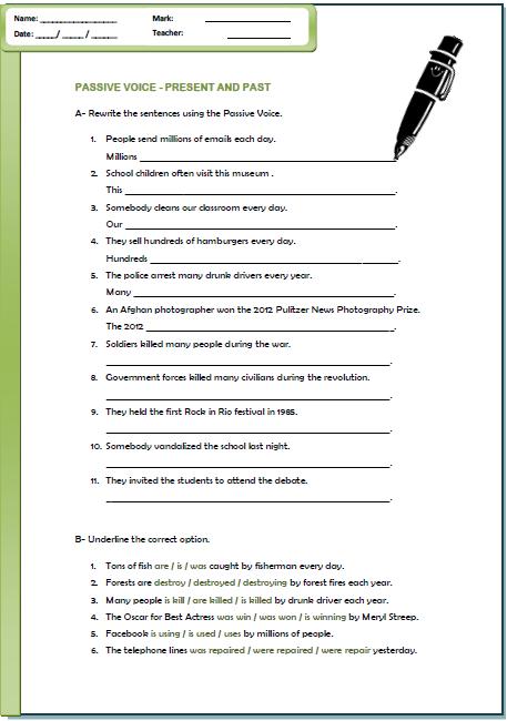 Passive Voice Present Simple Worksheets Pdf